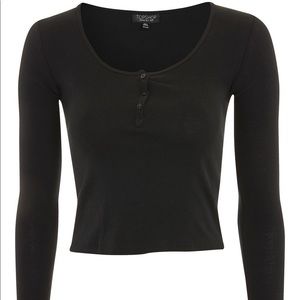 Topshop Long Sleeve Crop Top